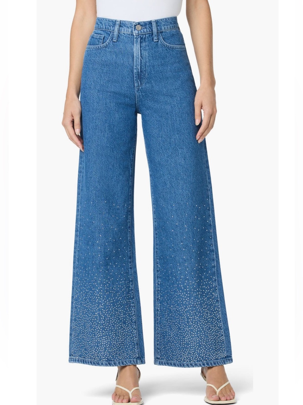 Joes wide leg crystal embellished jeans
